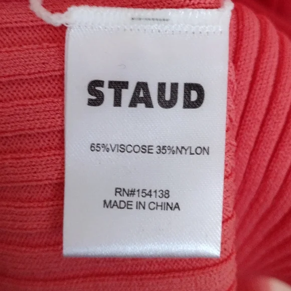 Staud Shoko Colorblock Bittersweet peach button up sweater dress size small - Picture 12 of 13